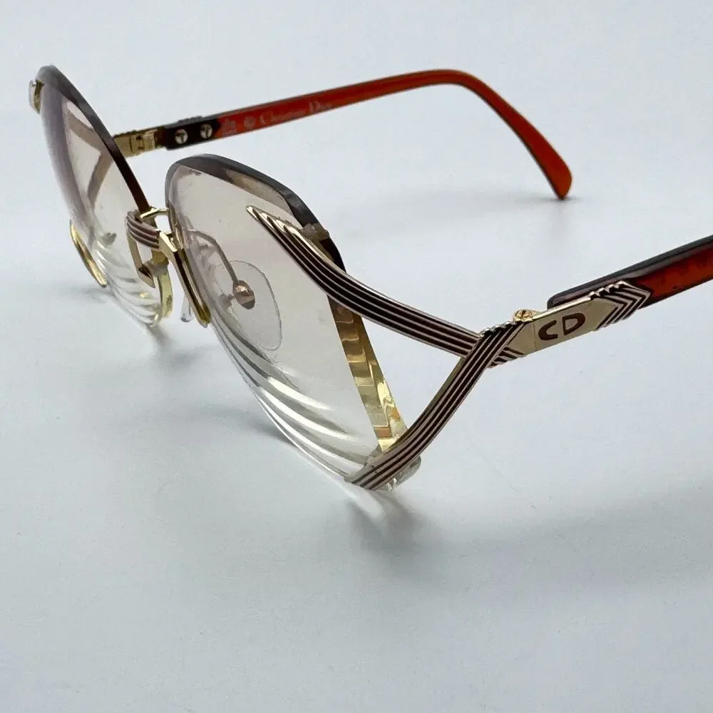 Christian Dior Sunglasses 2289 43 Gold Butterfly Rimless Vintage 61-16-120